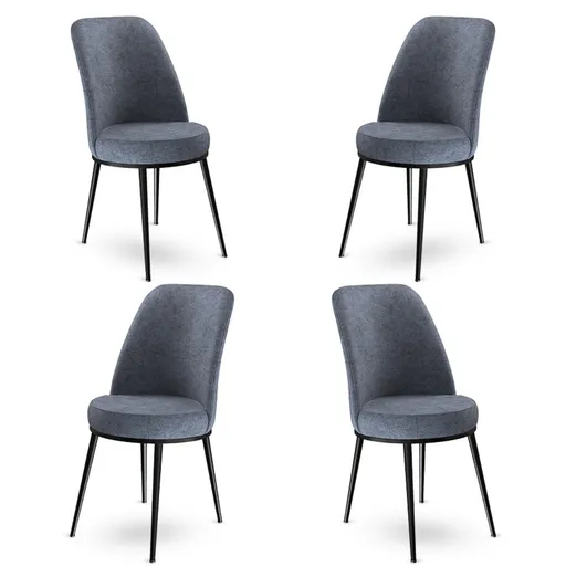 Set scaune 4 piese, Hanah Home, Dexa, Fume / Negru