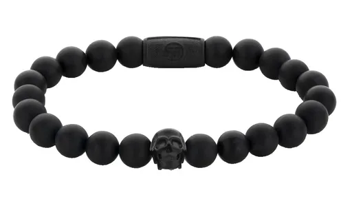 Rebel&Rose Brățară cu mărgele Skull Matt All-Black RR-SK004-B 20 cm - L+