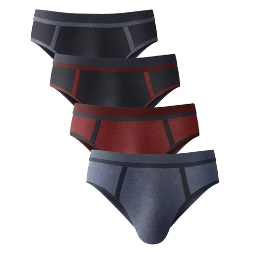 Set de 4 chiloți cu talie înaltă contrastantă