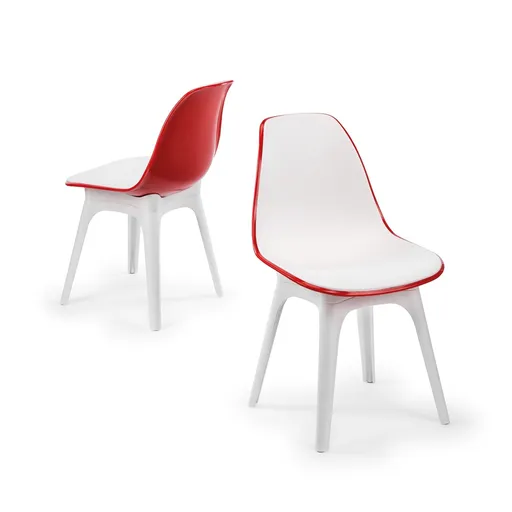 Set scaune 2 piese, Hanah Home, Eos-P, Rosu/Alb