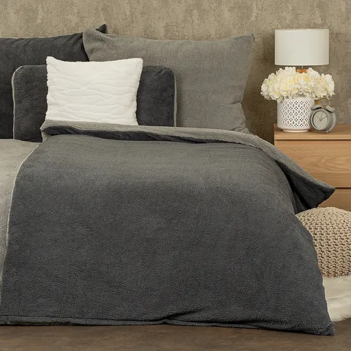 Lenjerie de pat din blăniță 4Home Teddy gri,140 x 200 cm, 70 x 90 cm, gri