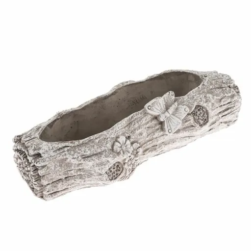 Ghiveci din beton Trunchi cu fluture, 29,5 x 8 x11 cm