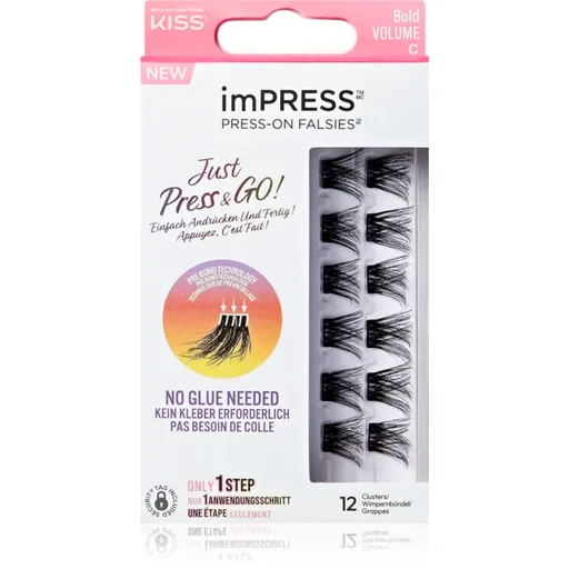 KISS imPRESS Just Press & GO ! pachet cu gene fără noduri autoadezive Bold Volume C 12 buc