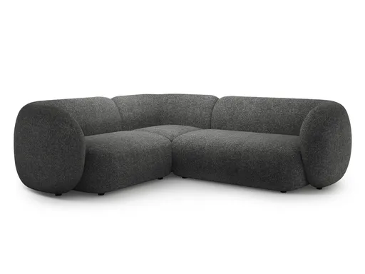 Coltar stanga 4 locuri, Kate, Micadoni Home, 252x220x76 cm, tesatura structurata, gri inchis melanj