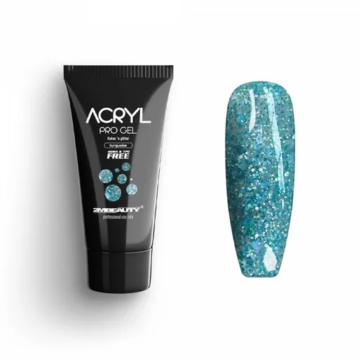 Acryl Pro Gel 2M Hema Free Flakes and Glitter Turquoise - 15g