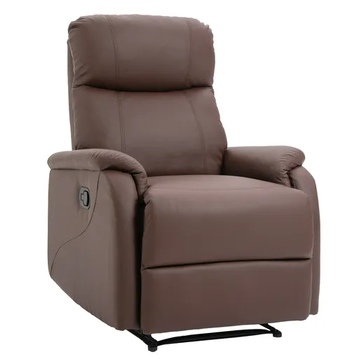 Fotoliu Relax Manual cu Spatar Rabatabil si Taburet din Piele Sintetica Maro HOMCOM | Aosom Romania