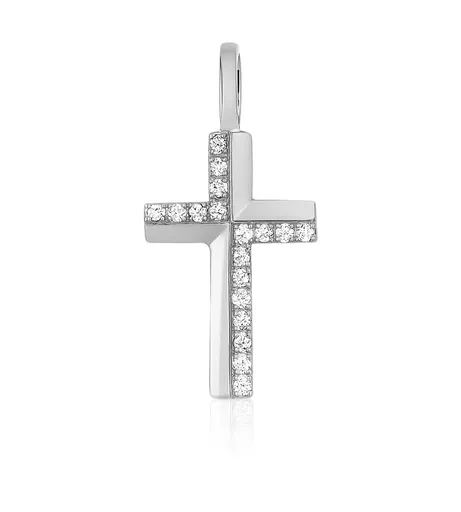 Brilio Pandantiv delicat în formă de cruce din aur alb 14/925.261ZIR