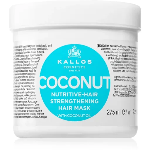 Kallos KJMN Professional Coconut masca hranitoare pentru par deteriorat 275 ml