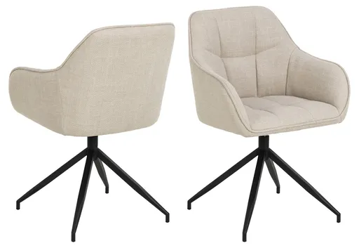 Scaun Brenda, Actona, 58x54.5x84.5 cm, rotativ, tesatura structurata/otel, bej