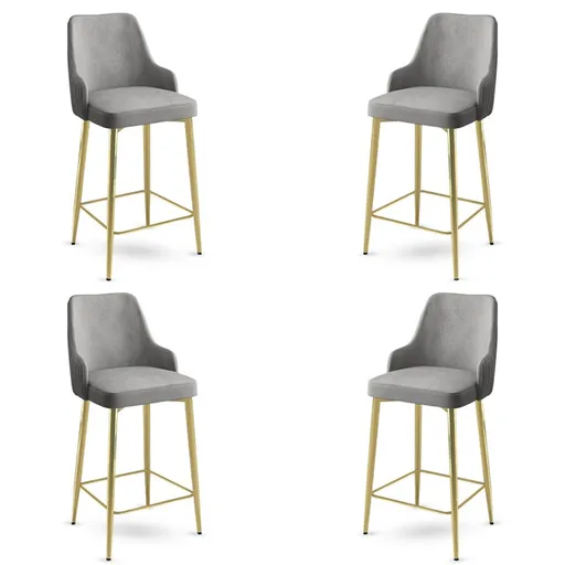 Set scaune  de bar 4 piese, Hanah Home, Enox, Gri / Auriu