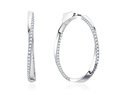 MOISS Cercei moderni din argint cu zircon transparent E0004969