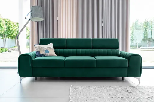 Canapea extensibila 3 locuri, ELTAP, SO-LAU-35NU, Laurence, 261x97x105 cm, lemn/poliester, verde inchis
