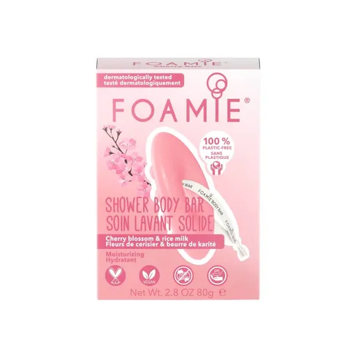 Foamie Îngrijire hidratantă pentru duș Cherry Kiss With Cherry Blossom and Rice Milk (Shower Body Bar) 80 g