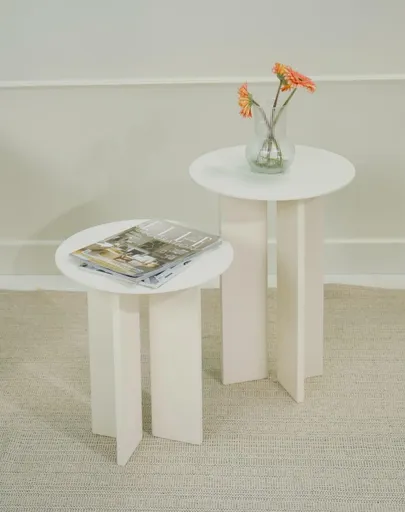 Set masute de cafea, Hanah Home, Leo (55 + 45), Crem