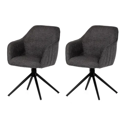 Set de scaune de sufragerie cu mecanism deîntoarcere HC-536 GREY2, 2 buc., gri închis