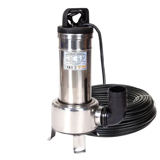 Pompa apa murdara cu tocator, Fose, Canalizare IBO SWQ 1300, 1.3 kW, 417 l/min, H Refulare 10 m, Otel Inox