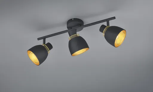 Plafoniera Punch, RL, 45.5x10x20 cm, 10W, 3x E14, metal, negru mat