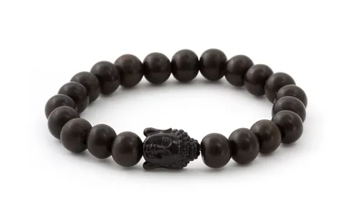 Agato Brățară cu mărgele din lemn de abanos MINK03 17 cm