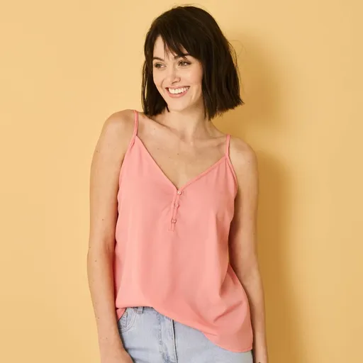 Top din crep de culoare solidă, poliester reciclat