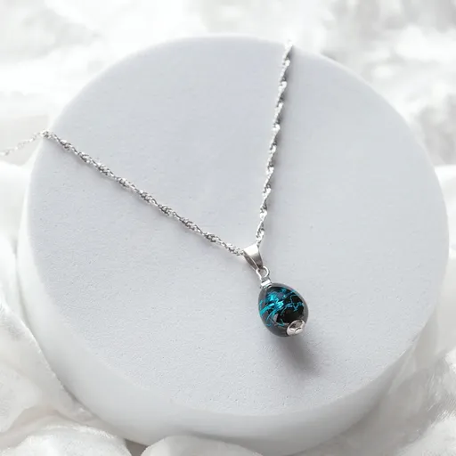 Lampglas Colier fashion Cobalt Nude, cu argint pur în perla Lampglas NNM3/AG/RHO 50 cm