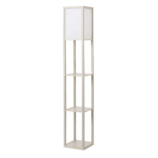 HOMCOM Lampă de podea cu rafturi integrate, Suport E27, 40W, Design Modern din MDF, 26x26x160cm, Stejar | Aosom Romania