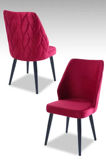 Set scaune 2 piese, Hanah Home, Pufi, PAL, Tigla Roșu/Negru