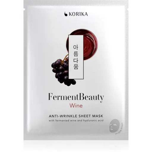 KORIKA FermentBeauty Anti-wrinkle Face Sheet Mask with Fermented Wine and Hyaluronic Acid mască facială de pânză cu efect anti-rid, cu vin fermentat ș