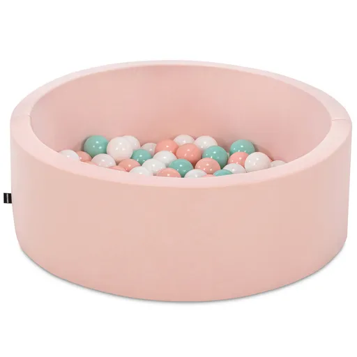 Piscina cu bile, Bubble Pops v7, 150 bile, Ø85 x 30 cm, bumbac/plastic, roz