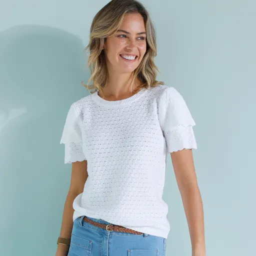 Pulover cu mâneci scurte și model original