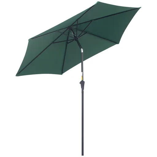 Outsunny Umbrelă Reclinabilă pentru Plajă și Grădină, Aluminiu și Poliester, Φ2.6×2.35m, Verde Închis | Aosom Romania