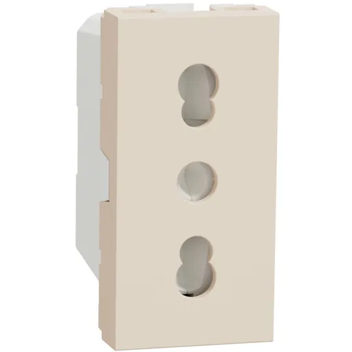 Priza standard italian 1m 16A 2P+E Schneider Noua Unica NU302344, bej
