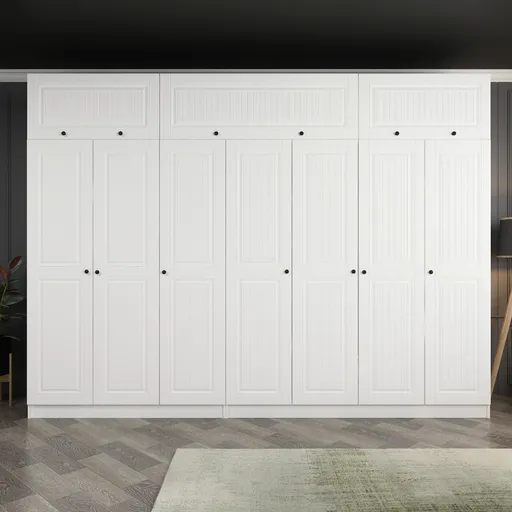 Dulap pentru haine, Hanah Home, Kale, 315x255x52 cm, Alb