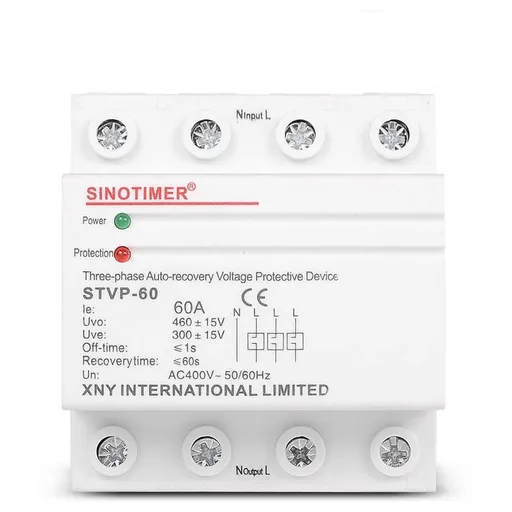 Releu siguranta digitala de protectie tensiune, Sinotimer, 60A, STVP-60, recuperare automata STVP-60A