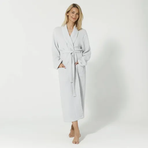 Halat de baie monocolor din tifon de bumbac triplu