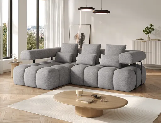 Coltar extensibil stanga 3 locuri ELTAP, Levvi, 260x184x102 cm, lemn/poliester, gri