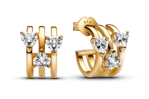 Pandora Cercei placați cu aur Trei inimi Shine 263656C01