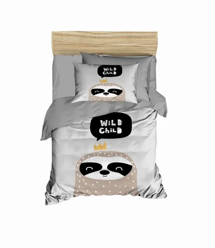 Lenjerie de pat pentru copii, L'essentiel Maison, PH1104, Gri / Alb / Bej / Negru