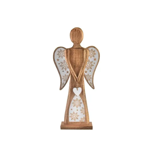 InDecor Înger de Crăciun din lemn de mango Alb, 30x 7 x 60 cm