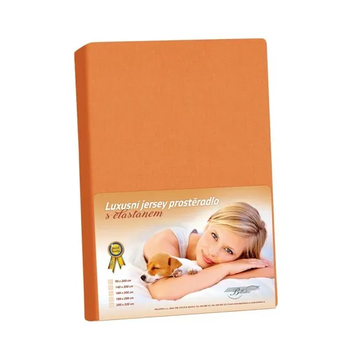 Cearșaf din jersey cu elastan, mandarină, portocaliu, 180 x 200 cm