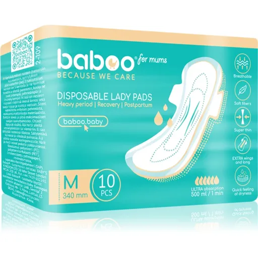 Baboo Postpartum Maternity Pads absorbante postnatale de unică folosință marimea M 10 buc