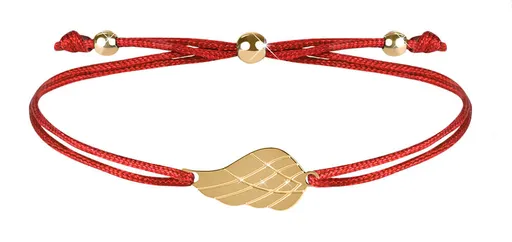 Troli Brățară din șiret cu aripi de înger roșie/aurie
