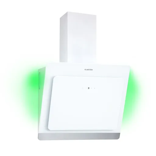 Klarstein Aurora Eco 90, hotă, 90 cm, de perete, 550 m³/h, A+, control tactil, albă.