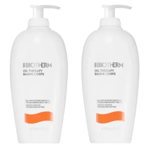 Biotherm Set de loțiuni de corp hrănitoare pentru piele uscată Duo Oil Therapy Baume Corps (Nutri-Replenishing Body Treatment) 2 x 400 ml