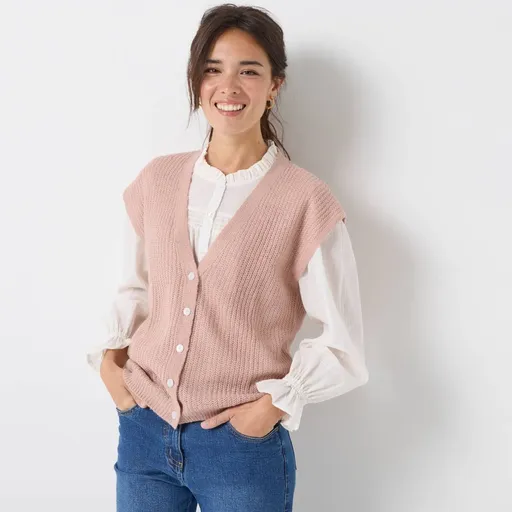 Vestă cu nasturi și model simplu