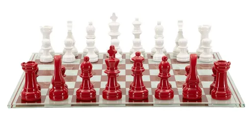 Joc de sah Red/White Chess, Mauro Ferretti, 61x61x14 cm, polirasina/sticla, multicolor