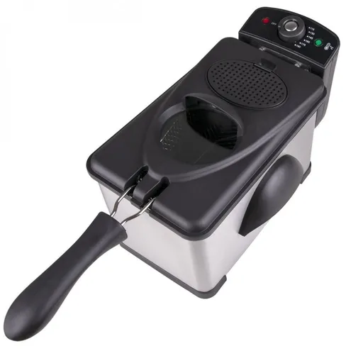 Friteuza Oliver Voltz OV51980H, 2000W, 2 L, Cos detasabil, Termostat 115-190°C, Inox/Negru