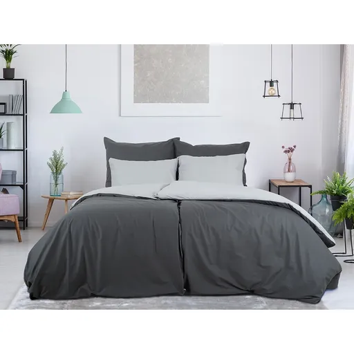 B.E.S. Petrovice Lenjerie de pat din bumbac Double face antracit/gri