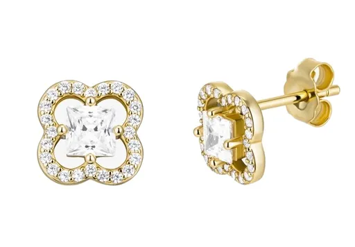 Preciosa Cercei placați cu aur Trifoi Lucky Leaf Royal Lagoon 5439Y00