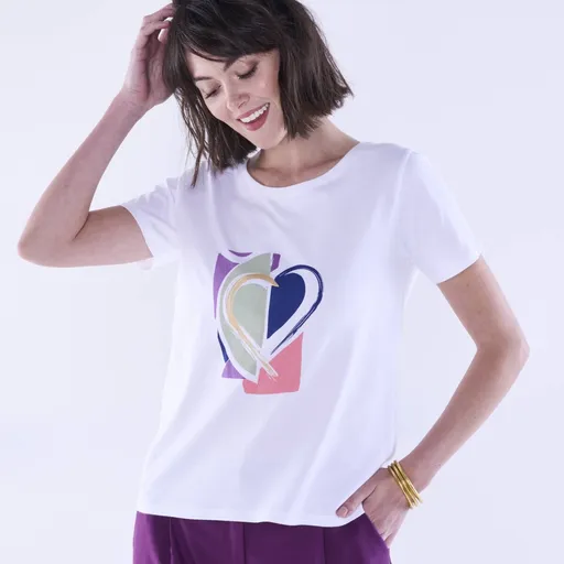 Tricou cu imprimare de inimă centrală