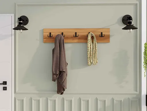 Cuier de perete, Hanah Home, Beşli, 80x17x1.8 cm, Maro